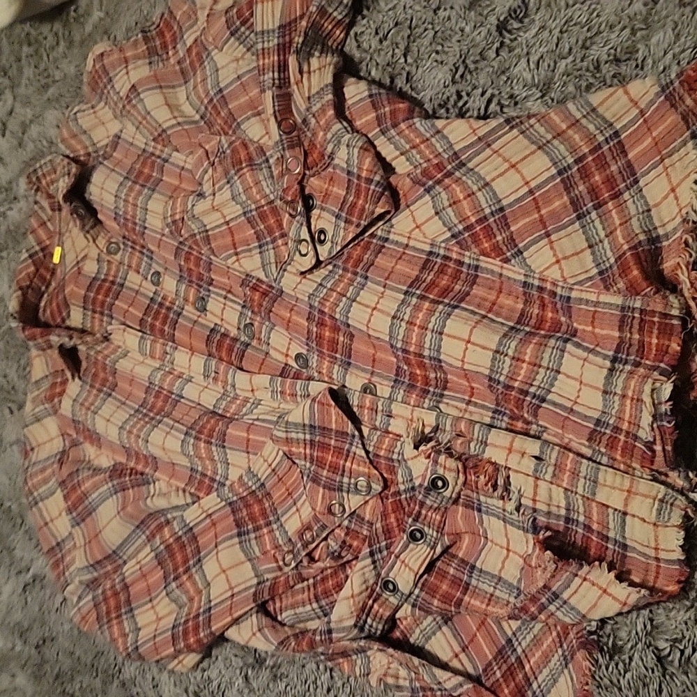 Free People Juniper Ridge Plaid Buttondown Med - Picture 8 of 9